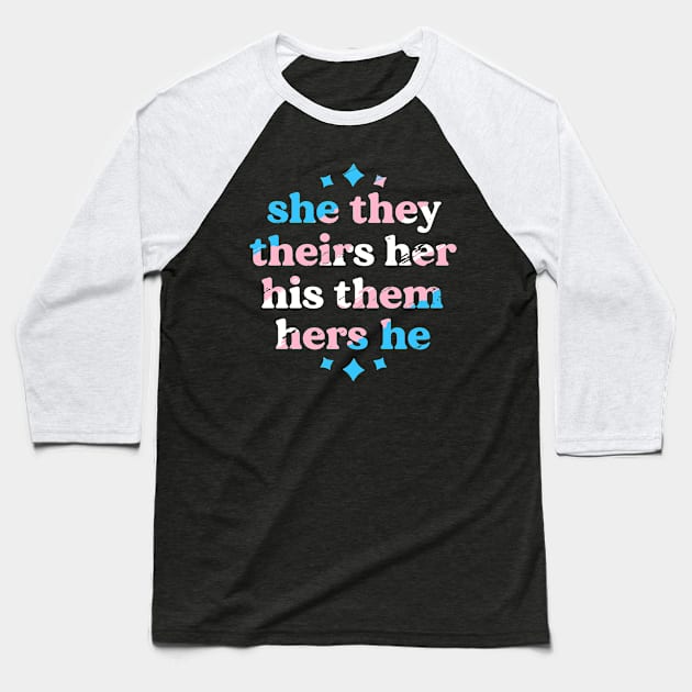 Pronouns Matter They Them Trans Pride Transgender LGBT Baseball T-Shirt by 14thFloorApparel